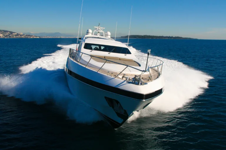 Yacht driving towards camera